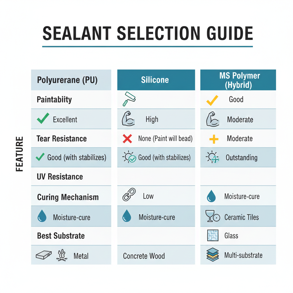 Polyurethane (PU) vs. Silicone vs. MS Polymer (Hybrid