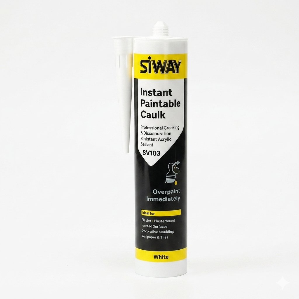 Acrylic Caulk adheres to most substrates and can be painted over with most paint types or papered over. Perfect for sealing and filling of internal gaps and cracks such as those between plasterwork, decorative mouldings, skirting boards and architraves.
