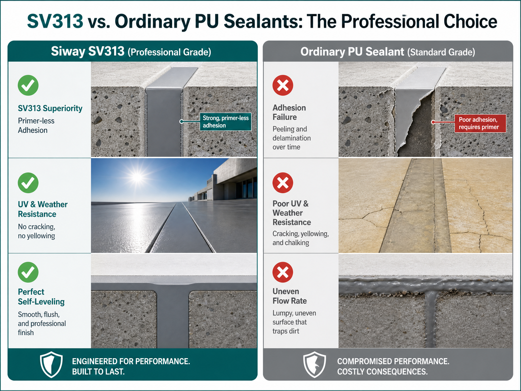 SV313  polyurethane sealant Comparison
