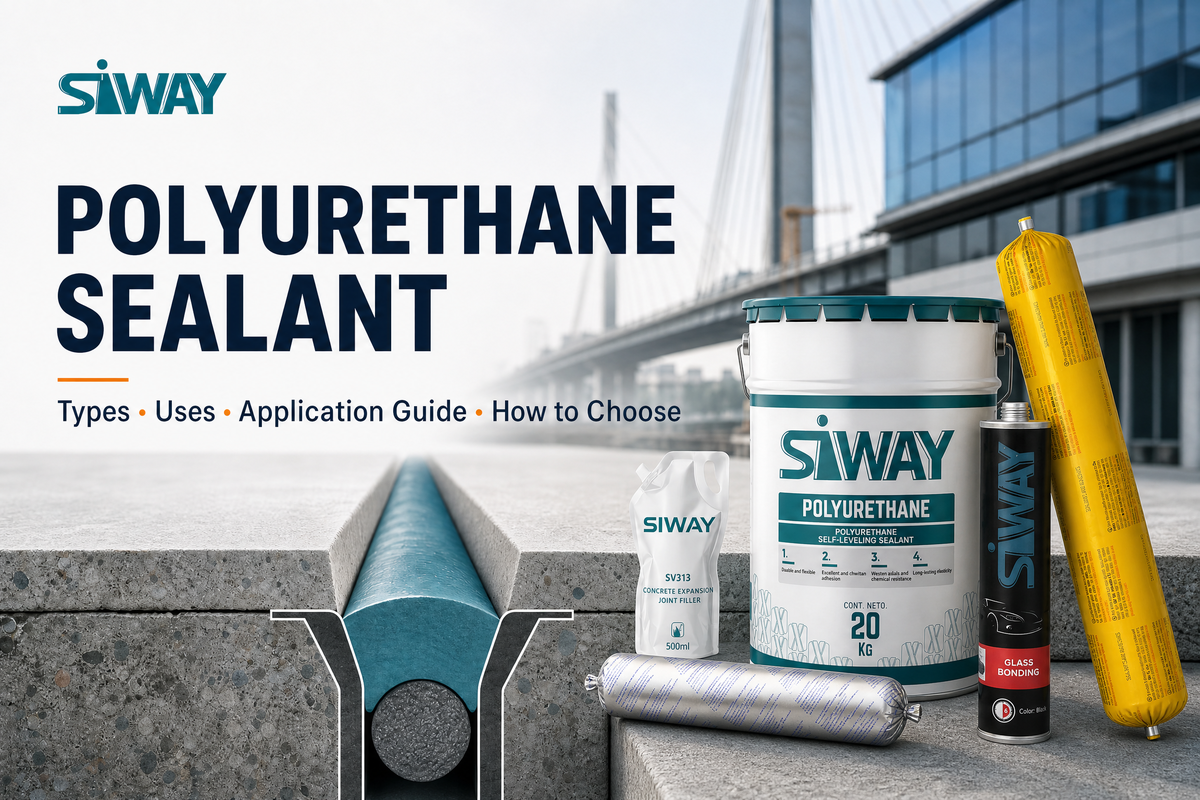 Professional applying polyurethane sealant to a concrete expansion joint